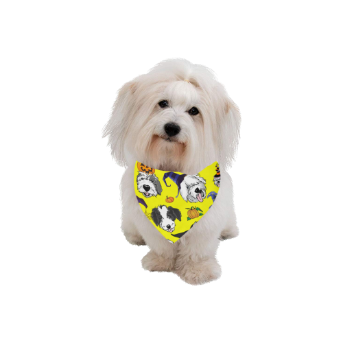 Halloween OES faces yellow Pet Dog Bandana/Large Size