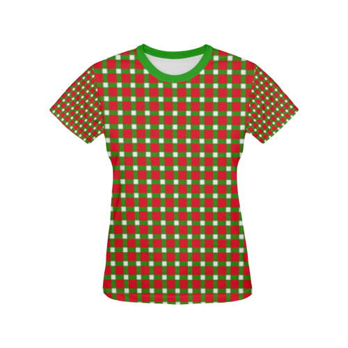 Christmas Plaid 2 Green All Over Print T-shirt for Women/Large Size (USA Size) (Model T40)