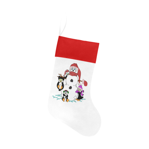 Christmas Snowman And Penguins White/Red Christmas Stocking