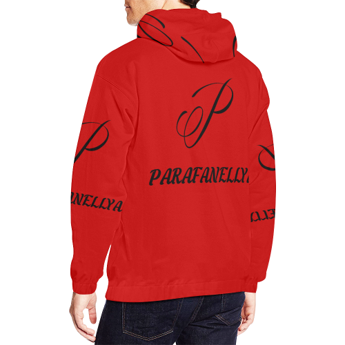 Parafanellya Men's Red w/ Black Stylish Print Hoodie All Over Print Hoodie for Men (USA Size) (Model H13)