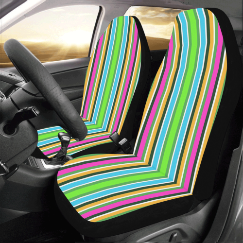 Vivid Colored Stripes 3 Car Seat Covers (Set of 2)