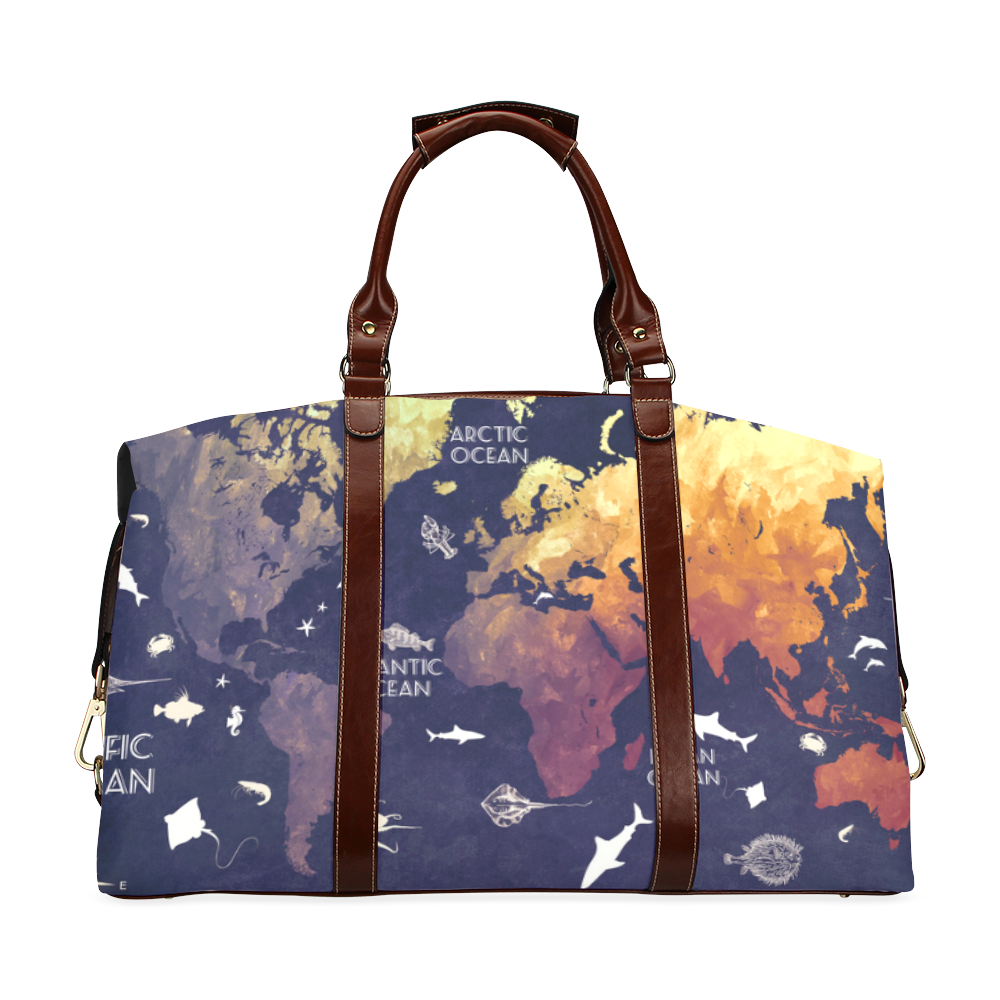 ocean world map bag Classic Travel Bag (Model 1643) Remake ID D2671297