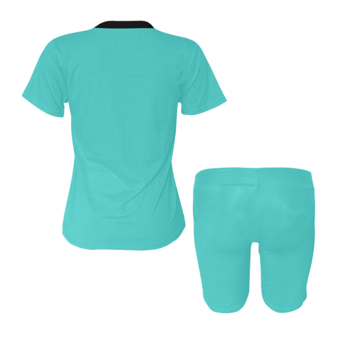 color medium turquoise Women's Short Yoga Set