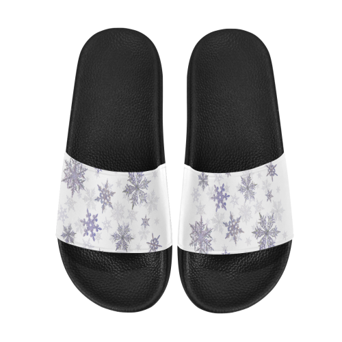 Snowflakes Blue Purple Women's Slide Sandals (Model 057)