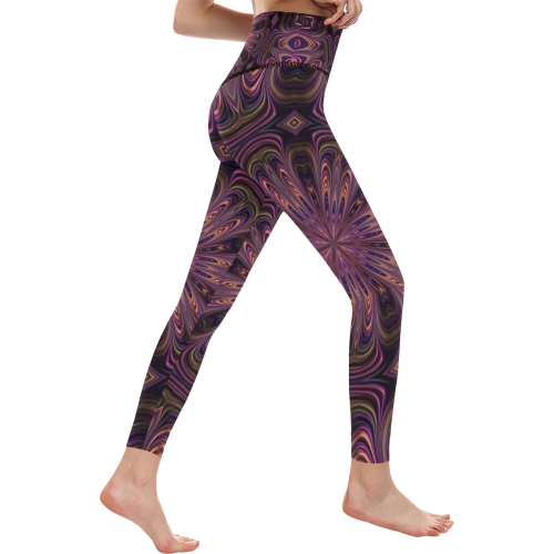 Pastel Satin Ribbons Fractal Mandala 6 Women's All Over Print High-Waisted Leggings (Model L36)