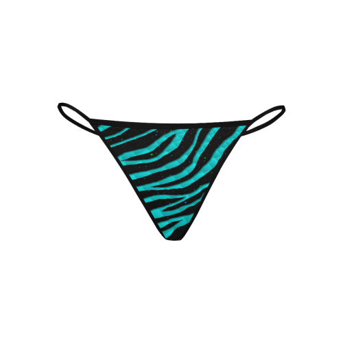 Ripped SpaceTime Stripes - Cyan Women's All Over Print G-String Panties (Model L35)