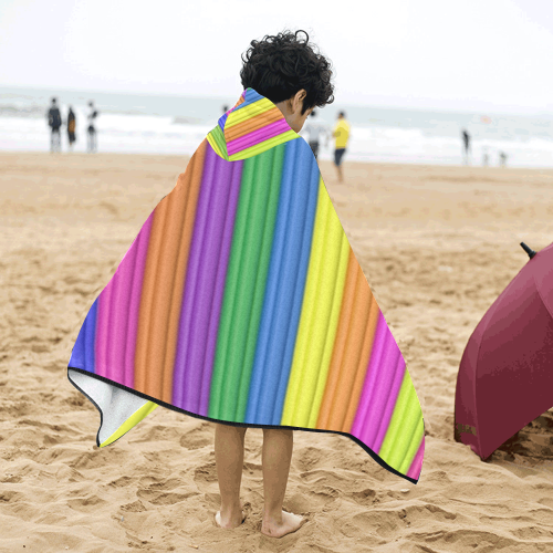 Rainbow strips Kids' Hooded Bath Towels