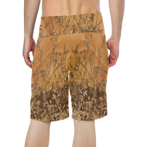 Brown flowers, vintage Men's All Over Print Board Shorts (Model L16)