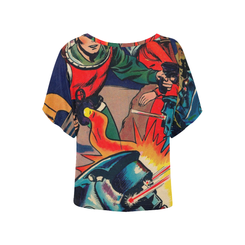 Battle in Space Women's Batwing-Sleeved Blouse T shirt (Model T44)