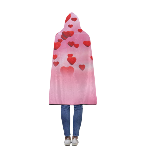 lovely romantic sky heart pattern for valentines day, mothers day, birthday, marriage Flannel Hooded Blanket 50''x60''