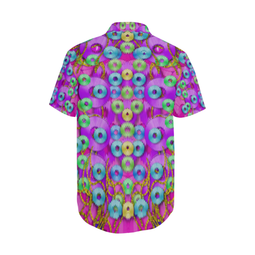 Festive metal and gold in pop-art Men's Short Sleeve Shirt with Lapel Collar (Model T54)