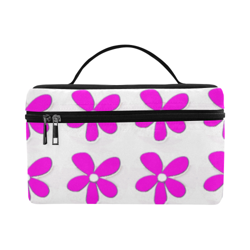 Pink Daisy Mod Retro Cosmetic Bag/Large (Model 1658)