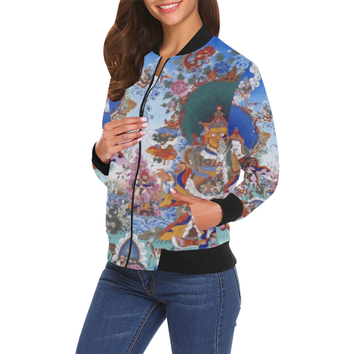 Four Heavenly Kings, by Ivan Venerucci Italian Style All Over Print Bomber Jacket for Women (Model H19)
