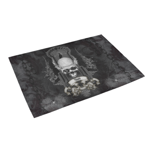 Skull with crow in black and white Azalea Doormat 24" x 16" (Sponge Material)