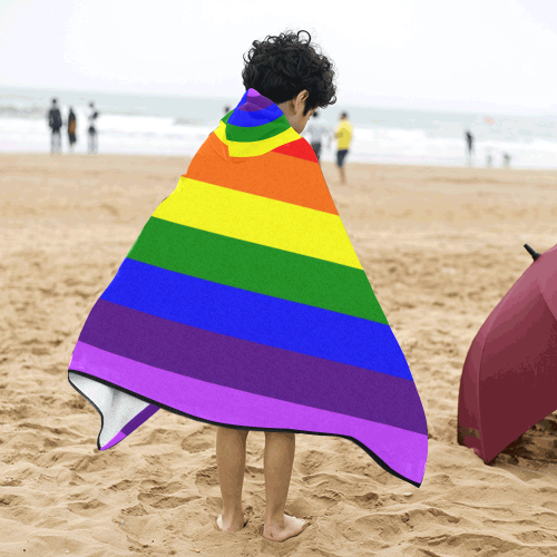 Rainbow Flag (Gay Pride - LGBTQIA+) Kids' Hooded Bath Towels