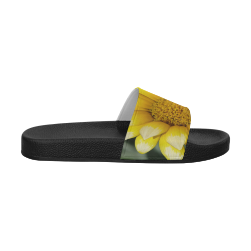 Yellow Flower, floral photo Women's Slide Sandals (Model 057)