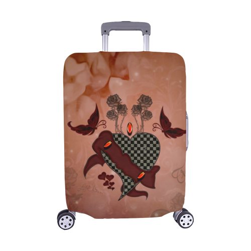Heart with butterflies Luggage Cover/Medium 22"-25"