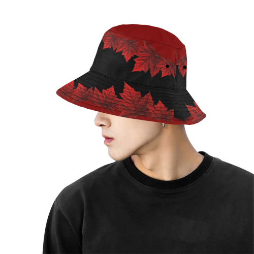 Canada Maple Leaf Bucket Hats All Over Print Bucket Hat for Men