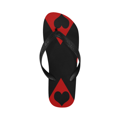 Las Vegas Black Red Play Card Shapes Flip Flops for Men/Women (Model 040)