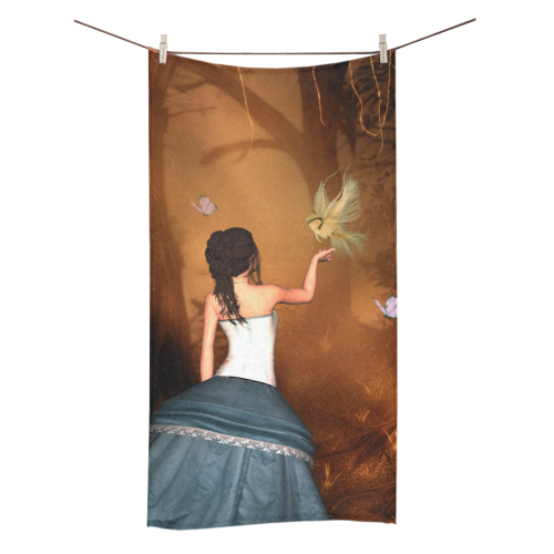 Fairy with fantasy bird Bath Towel 30"x56"