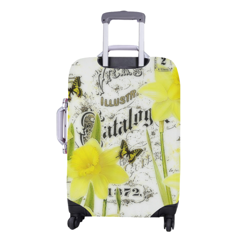 vintage daffodils Luggage Cover/Medium 22"-25"