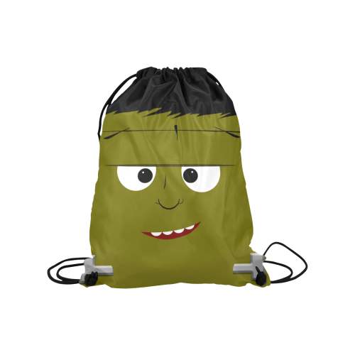 Cute Frankenstein's Monster Halloween Face Medium Drawstring Bag Model 1604 (Twin Sides) 13.8"(W) * 18.1"(H)