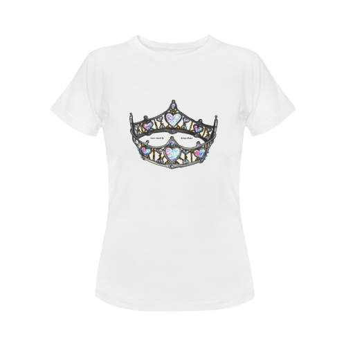 Silver Queen Of Hearts Crown Tiara t-shirt tshirt Women's T-Shirt in USA Size (Front Printing Only)