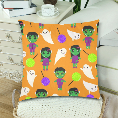 Monsters And Ghost Pattern Custom Zippered Pillow Cases 18"x 18" (Twin Sides) (Set of 2)