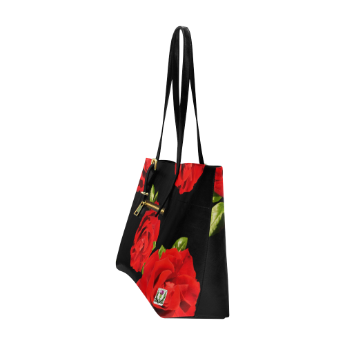 Fairlings Delight's Black Luxury Collection- Red Rose Handbag 53086g Euramerican Tote Bag/Large (Model 1656)