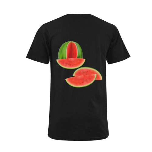 Watercolor Watermelon, red, green and sweet Men's V-Neck T-shirt  Big Size(USA Size) (Model T10)