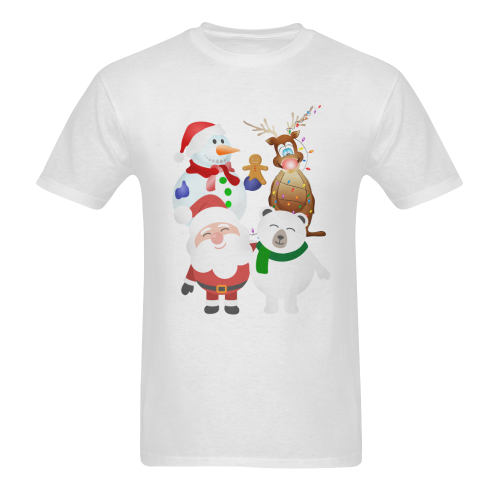 Christmas Gingerbread, Snowman, Santa Claus Sunny Men's T- shirt (Model T06)