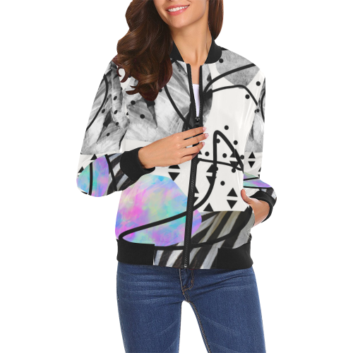 minimal art All Over Print Bomber Jacket for Women (Model H19)