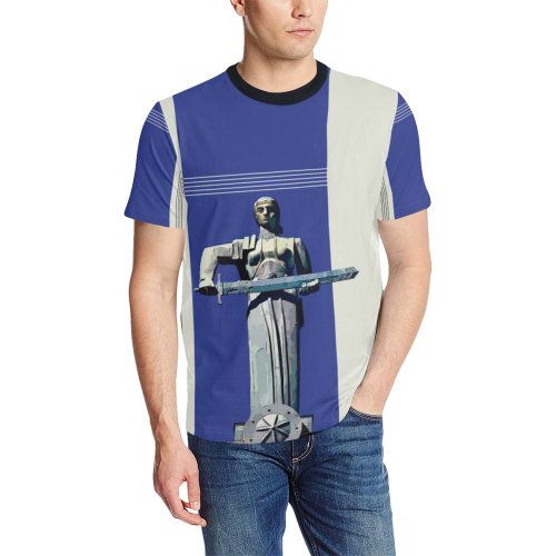 Mother Armenia Men's All Over Print T-Shirt (Solid Color Neck) (Model T63)