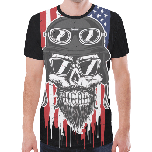 American Bikers Never Die - US Stars And Stripes F New All Over Print T-shirt for Men (Model T45)