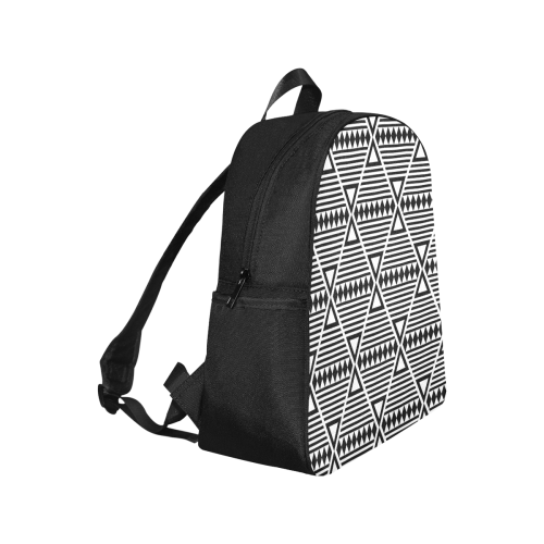 Black Aztec Tribal Multi-Pocket Fabric Backpack (Model 1684)