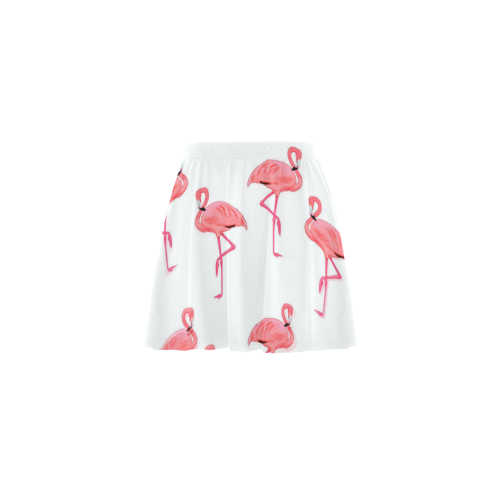 Pretty Pink Flamingo Pattern Tropical Summer Style Mini Skating Skirt (Model D36)