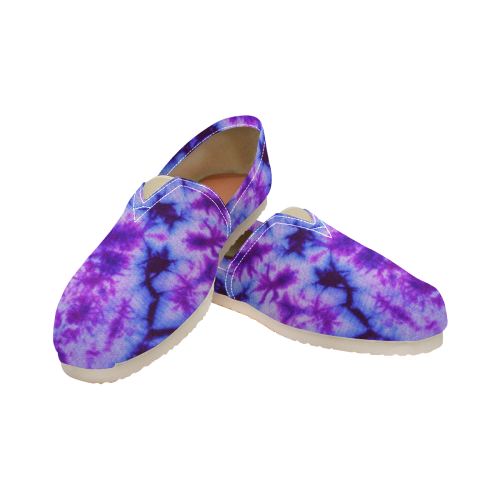 tie dye blue and purple Women's Classic Canvas Slip-On (Model 1206)