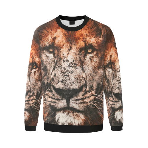 lion jbjart #lion Men's Oversized Fleece Crew Sweatshirt (Model H18)