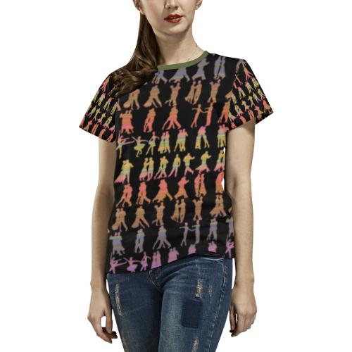Dancers All Over Print T-shirt for Women/Large Size (USA Size) (Model T40)