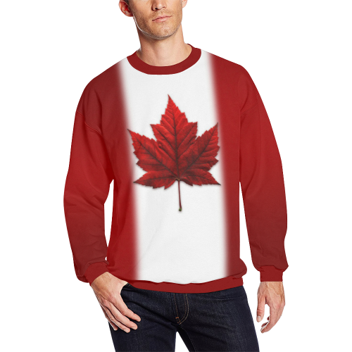 Canada Flag Sweatshirts Plus Size Men's Oversized Fleece Crew Sweatshirt/Large Size(Model H18)
