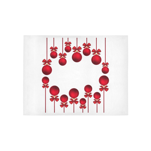 Red Christmas Ornaments with Bows On White Area Rug 5'3''x4'