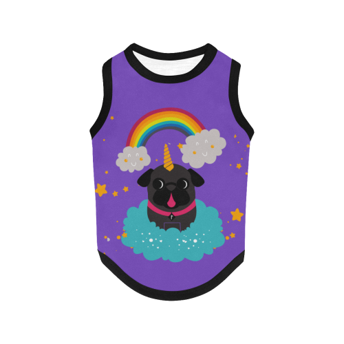Black Pug Unicorn Dog Shirt All Over Print Pet Tank Top