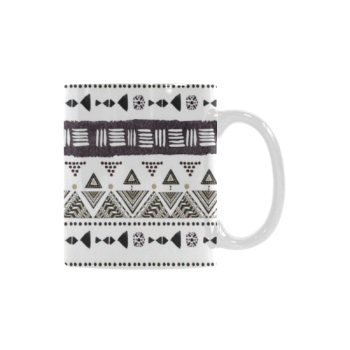 Native American Ornaments Watercolor Pattern Brown Custom White Mug (11OZ)