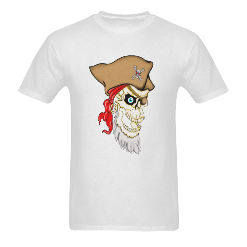 Pirate Sugar Skull White Men's T-shirt in USA Size (Front Printing Only) (Model T02)