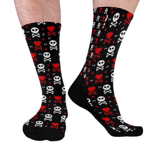 Skull Hearts Mid-Calf Socks (Black Sole)