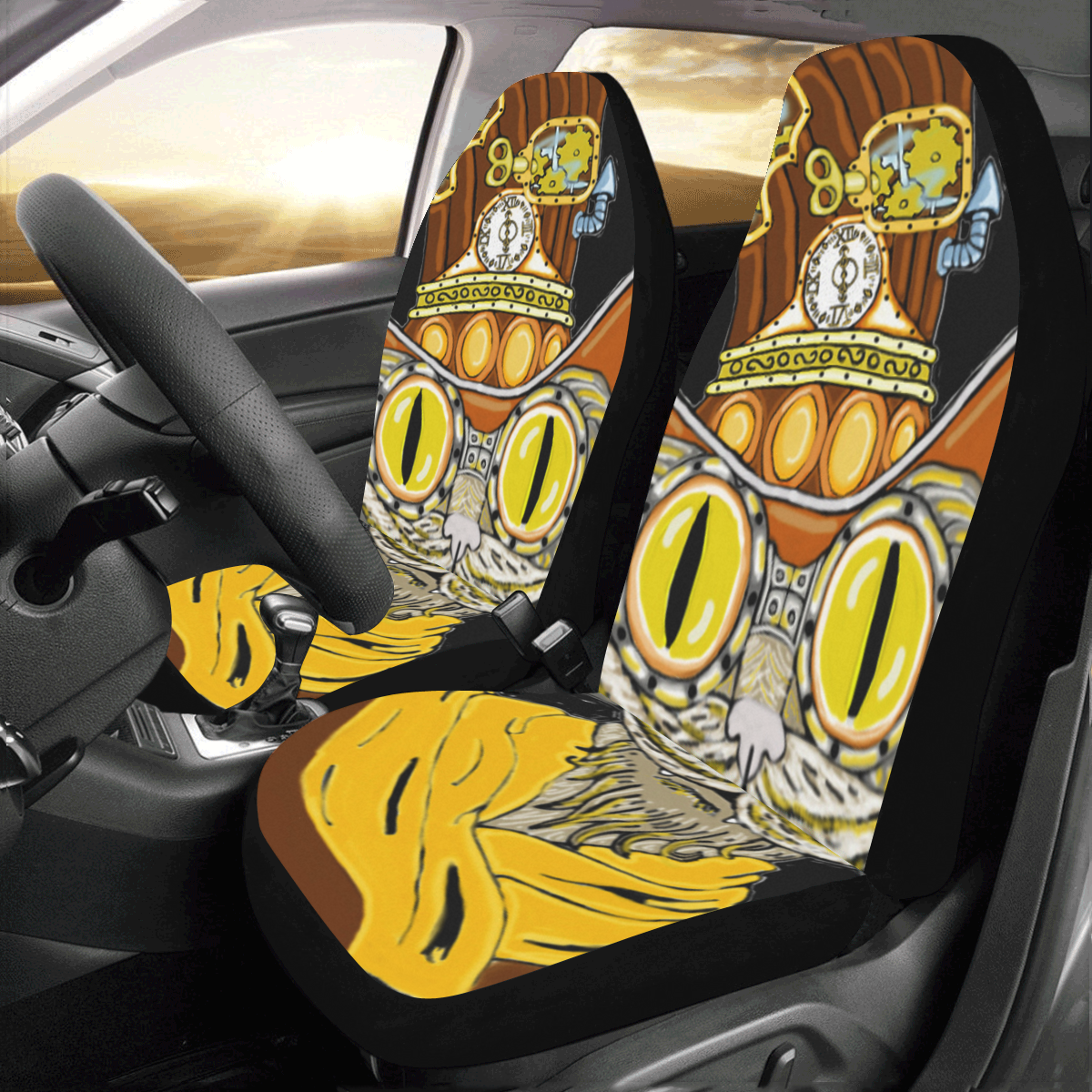 Steampunk Cat Car Seat Covers (Set of 2) ID D3007147