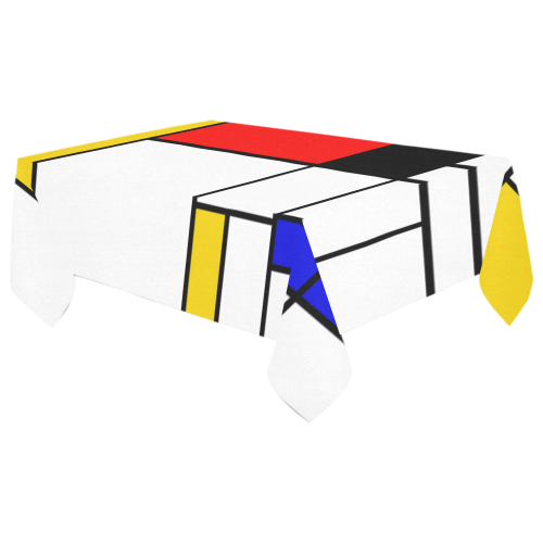 Bauhouse Composition Mondrian Style Cotton Linen Tablecloth 60"x 104"