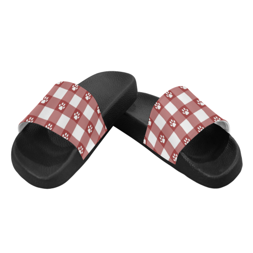 Plaid and paws Women's Slide Sandals (Model 057)