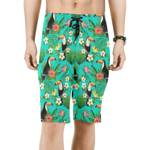 Tropical Summer Toucan Pattern Men's All Over Print Board Shorts (Model L16)