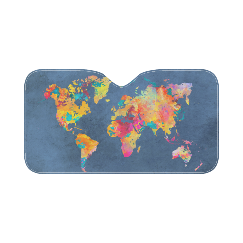 world map #map #worldmap Car Sun Shade 55"x30"